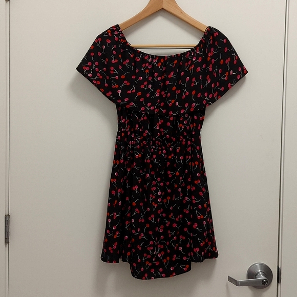 Strapless cherry print dress